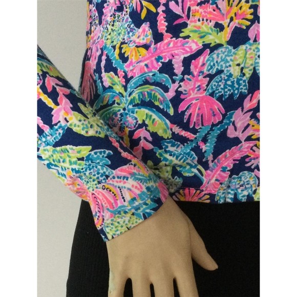NEW LILLY PULITZER Oyster Bay Navy PJ Knit Button Up Long Sleeve Top (Size XXS) - Picture 6 of 12